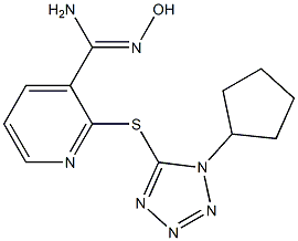 2-[(1-cyclopentyl-1H-1,2,3,4-tetrazol-5-yl)sulfanyl]-N'-hydroxypyridine-3-carboximidamide Structure