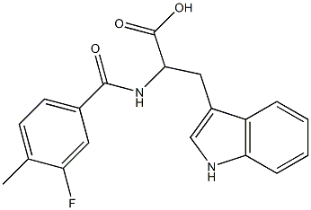 2-[(3-fluoro-4-methylbenzoyl)amino]-3-(1H-indol-3-yl)propanoic acid 구조식 이미지