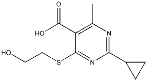 2-cyclopropyl-4-[(2-hydroxyethyl)thio]-6-methylpyrimidine-5-carboxylic acid 구조식 이미지