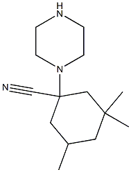 3,3,5-trimethyl-1-(piperazin-1-yl)cyclohexane-1-carbonitrile Structure