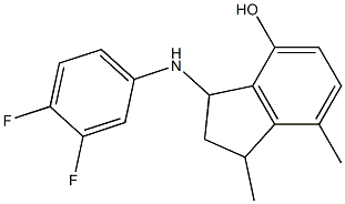 3-[(3,4-difluorophenyl)amino]-1,7-dimethyl-2,3-dihydro-1H-inden-4-ol 구조식 이미지