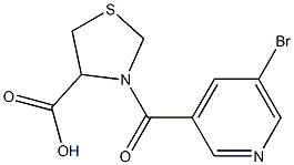 3-[(5-bromopyridin-3-yl)carbonyl]-1,3-thiazolidine-4-carboxylic acid 구조식 이미지