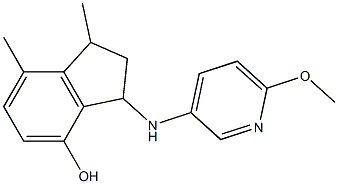 3-[(6-methoxypyridin-3-yl)amino]-1,7-dimethyl-2,3-dihydro-1H-inden-4-ol 구조식 이미지