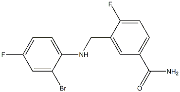 3-{[(2-bromo-4-fluorophenyl)amino]methyl}-4-fluorobenzamide Structure