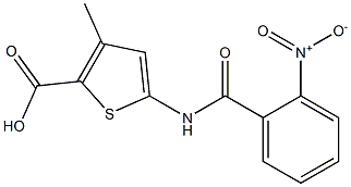 3-methyl-5-[(2-nitrobenzene)amido]thiophene-2-carboxylic acid Structure