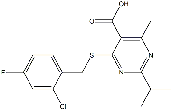4-[(2-chloro-4-fluorobenzyl)thio]-2-isopropyl-6-methylpyrimidine-5-carboxylic acid 구조식 이미지