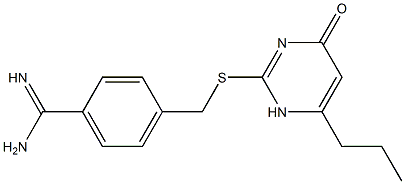 4-{[(4-oxo-6-propyl-1,4-dihydropyrimidin-2-yl)sulfanyl]methyl}benzene-1-carboximidamide Structure