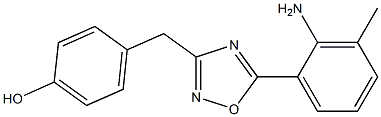 4-{[5-(2-amino-3-methylphenyl)-1,2,4-oxadiazol-3-yl]methyl}phenol 구조식 이미지