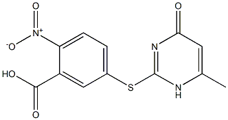 5-[(6-methyl-4-oxo-1,4-dihydropyrimidin-2-yl)sulfanyl]-2-nitrobenzoic acid 구조식 이미지