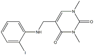 5-{[(2-iodophenyl)amino]methyl}-1,3-dimethyl-1,2,3,4-tetrahydropyrimidine-2,4-dione Structure