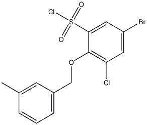 5-bromo-3-chloro-2-[(3-methylphenyl)methoxy]benzene-1-sulfonyl chloride 구조식 이미지