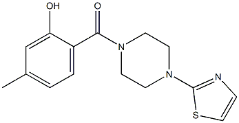 5-methyl-2-{[4-(1,3-thiazol-2-yl)piperazin-1-yl]carbonyl}phenol Structure