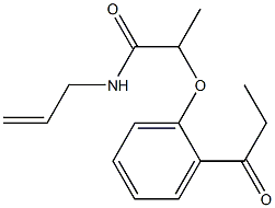 N-(prop-2-en-1-yl)-2-(2-propanoylphenoxy)propanamide 구조식 이미지