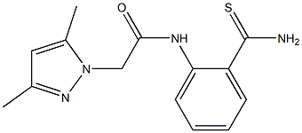 N-[2-(aminocarbonothioyl)phenyl]-2-(3,5-dimethyl-1H-pyrazol-1-yl)acetamide 구조식 이미지