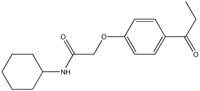 N-cyclohexyl-2-(4-propanoylphenoxy)acetamide 구조식 이미지