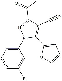 1H-Pyrazole-4-carbonitrile,  3-acetyl-1-(3-bromophenyl)-5-(2-furanyl)- 구조식 이미지