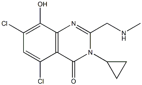 4(3H)-Quinazolinone,  5,7-dichloro-3-cyclopropyl-8-hydroxy-2-[(methylamino)methyl]- Structure