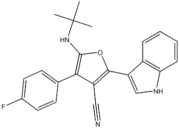 3-Furancarbonitrile,  5-[(1,1-dimethylethyl)amino]-4-(4-fluorophenyl)-2-(1H-indol-3-yl)- 구조식 이미지