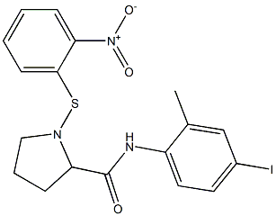 1-({2-nitrophenyl}sulfanyl)-N-(4-iodo-2-methylphenyl)-2-pyrrolidinecarboxamide 구조식 이미지