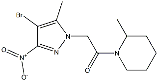 1-({4-bromo-3-nitro-5-methyl-1H-pyrazol-1-yl}acetyl)-2-methylpiperidine 구조식 이미지