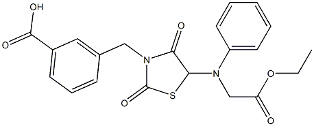 3-({5-[(2-ethoxy-2-oxoethyl)anilino]-2,4-dioxo-1,3-thiazolidin-3-yl}methyl)benzoic acid Structure