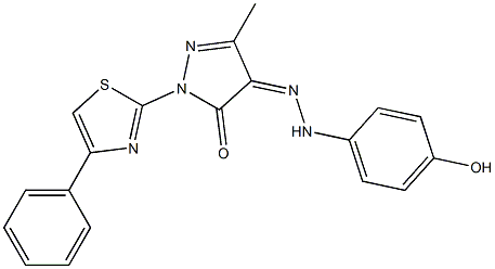 3-methyl-1-(4-phenyl-1,3-thiazol-2-yl)-1H-pyrazole-4,5-dione 4-[(4-hydroxyphenyl)hydrazone] Structure