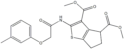 dimethyl 2-{[(3-methylphenoxy)acetyl]amino}-5,6-dihydro-4H-cyclopenta[b]thiophene-3,4-dicarboxylate Structure