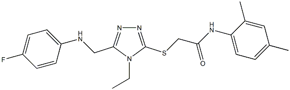 N-(2,4-dimethylphenyl)-2-({4-ethyl-5-[(4-fluoroanilino)methyl]-4H-1,2,4-triazol-3-yl}sulfanyl)acetamide 구조식 이미지