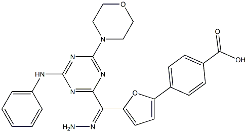 4-(5-{2-[4-anilino-6-(4-morpholinyl)-1,3,5-triazin-2-yl]carbohydrazonoyl}-2-furyl)benzoic acid Structure