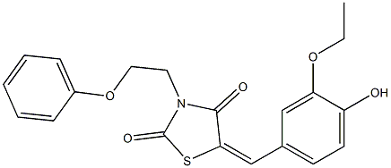 5-(3-ethoxy-4-hydroxybenzylidene)-3-(2-phenoxyethyl)-1,3-thiazolidine-2,4-dione 구조식 이미지