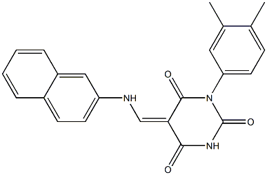 1-(3,4-dimethylphenyl)-5-[(2-naphthylamino)methylene]-2,4,6(1H,3H,5H)-pyrimidinetrione 구조식 이미지