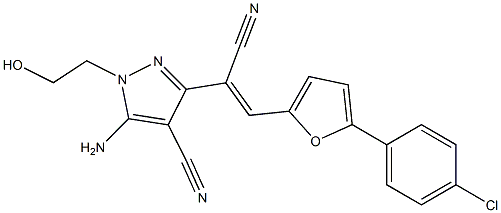 5-amino-3-{2-[5-(4-chlorophenyl)-2-furyl]-1-cyanovinyl}-1-(2-hydroxyethyl)-1H-pyrazole-4-carbonitrile Structure