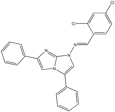 N-(2,4-dichlorobenzylidene)-N-(3,6-diphenyl-1H-imidazo[1,2-a]imidazol-1-yl)amine 구조식 이미지