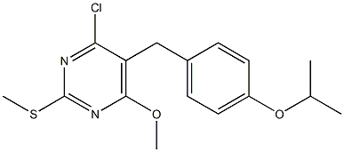 4-chloro-5-(4-isopropoxybenzyl)-6-methoxy-2-(methylsulfanyl)pyrimidine Structure