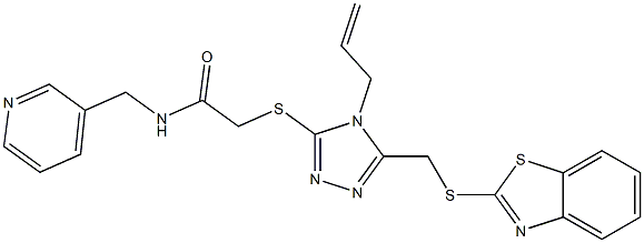 2-({4-allyl-5-[(1,3-benzothiazol-2-ylsulfanyl)methyl]-4H-1,2,4-triazol-3-yl}sulfanyl)-N-(3-pyridinylmethyl)acetamide Structure