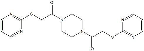 2-[(2-oxo-2-{4-[(2-pyrimidinylsulfanyl)acetyl]-1-piperazinyl}ethyl)sulfanyl]pyrimidine 구조식 이미지