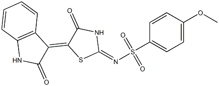 4-methoxy-N-[4-oxo-5-(2-oxo-1,2-dihydro-3H-indol-3-ylidene)-1,3-thiazolidin-2-ylidene]benzenesulfonamide Structure