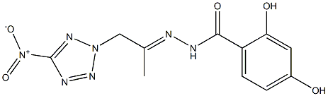 2,4-dihydroxy-N'-(2-{5-nitro-2H-tetraazol-2-yl}-1-methylethylidene)benzohydrazide 구조식 이미지