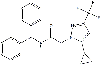 N-benzhydryl-2-[5-cyclopropyl-3-(trifluoromethyl)-1H-pyrazol-1-yl]acetamide 구조식 이미지