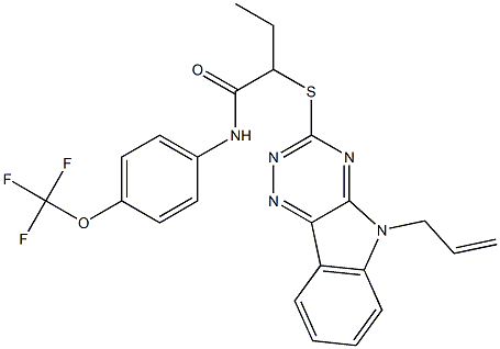 2-[(5-allyl-5H-[1,2,4]triazino[5,6-b]indol-3-yl)sulfanyl]-N-[4-(trifluoromethoxy)phenyl]butanamide Structure