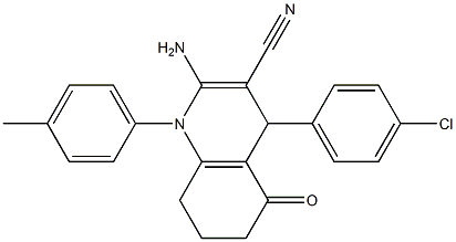 2-amino-4-(4-chlorophenyl)-1-(4-methylphenyl)-5-oxo-1,4,5,6,7,8-hexahydroquinoline-3-carbonitrile 구조식 이미지