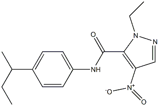 N-(4-sec-butylphenyl)-1-ethyl-4-nitro-1H-pyrazole-5-carboxamide 구조식 이미지