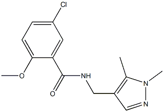 5-chloro-N-[(1,5-dimethyl-1H-pyrazol-4-yl)methyl]-2-methoxybenzamide Structure