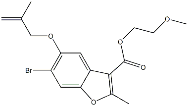 2-methoxyethyl 6-bromo-2-methyl-5-[(2-methyl-2-propenyl)oxy]-1-benzofuran-3-carboxylate Structure