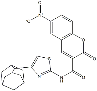 N-[4-(2-adamantyl)-1,3-thiazol-2-yl]-6-nitro-2-oxo-2H-chromene-3-carboxamide 구조식 이미지