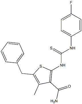 5-benzyl-2-{[(4-fluoroanilino)carbothioyl]amino}-4-methylthiophene-3-carboxamide Structure