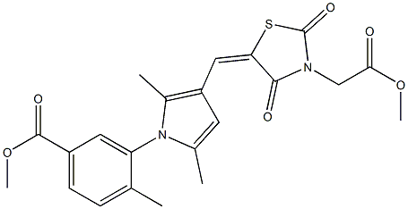 methyl 3-(3-{[3-(2-methoxy-2-oxoethyl)-2,4-dioxo-1,3-thiazolidin-5-ylidene]methyl}-2,5-dimethyl-1H-pyrrol-1-yl)-4-methylbenzoate 구조식 이미지