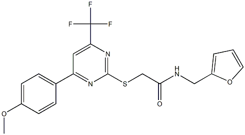 N-(furan-2-ylmethyl)-2-{[4-[4-(methyloxy)phenyl]-6-(trifluoromethyl)pyrimidin-2-yl]sulfanyl}acetamide 구조식 이미지