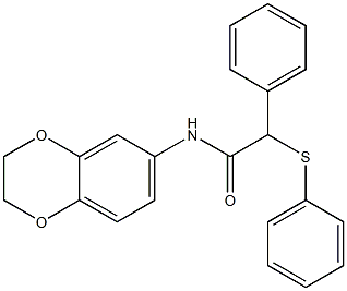 N-(2,3-dihydro-1,4-benzodioxin-6-yl)-2-phenyl-2-(phenylsulfanyl)acetamide 구조식 이미지