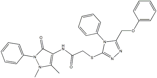 N-(1,5-dimethyl-3-oxo-2-phenyl-2,3-dihydro-1H-pyrazol-4-yl)-2-{[5-(phenoxymethyl)-4-phenyl-4H-1,2,4-triazol-3-yl]sulfanyl}acetamide Structure